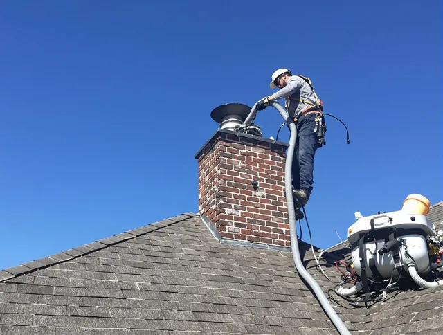 Dedicated Rowland Heights Chimney Sweep team member cleaning a chimney in Rowland Heights, CA