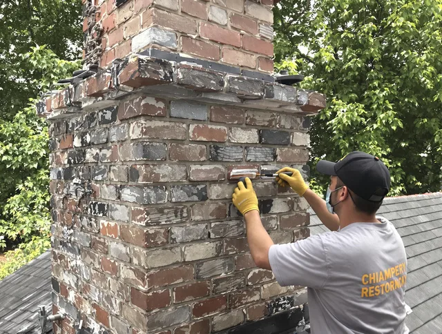 In-progress chimney restoration by Rowland Heights Chimney Sweep in Rowland Heights, CA