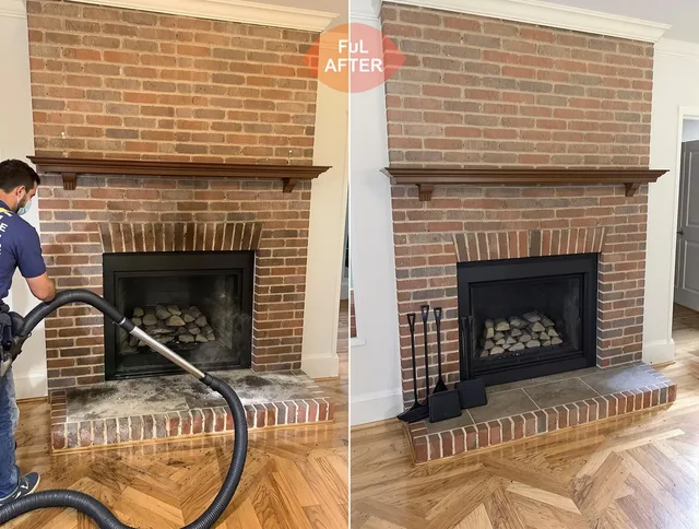 Rowland Heights Chimney Sweep carefully sanitizing a fireplace in Rowland Heights, CA