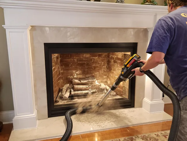 Fireplace cleaning performed by Rowland Heights Chimney Sweep in Rowland Heights, CA
